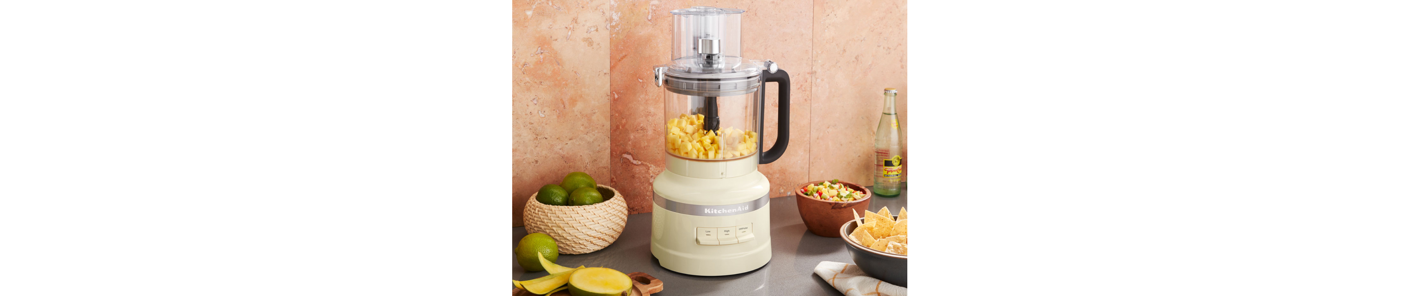 A food processor with shredded cabbage