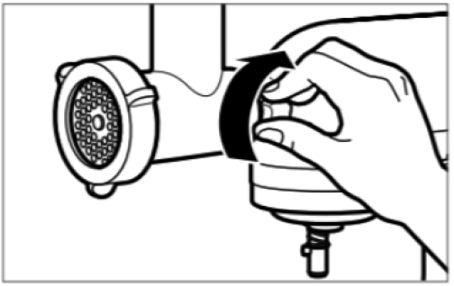 Illustration showing hand tightening mixer hub knob