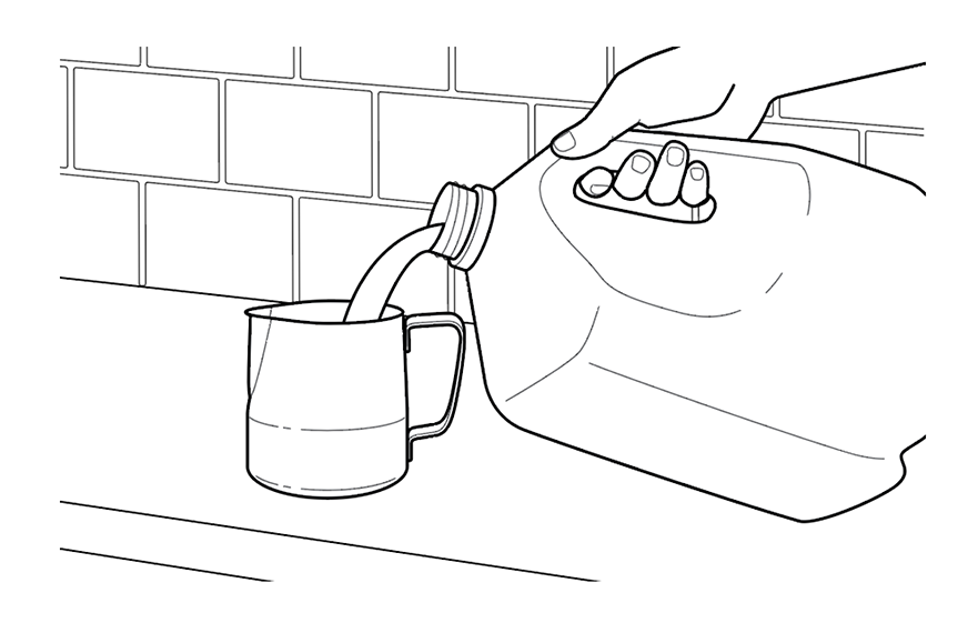 Illustration of milk being poured into a pitcher