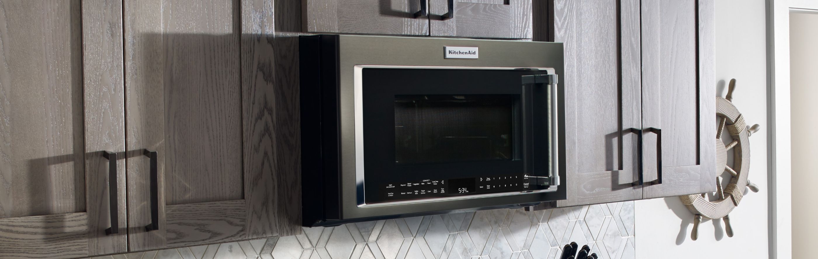 KitchenAid® microwave set in cabinetry