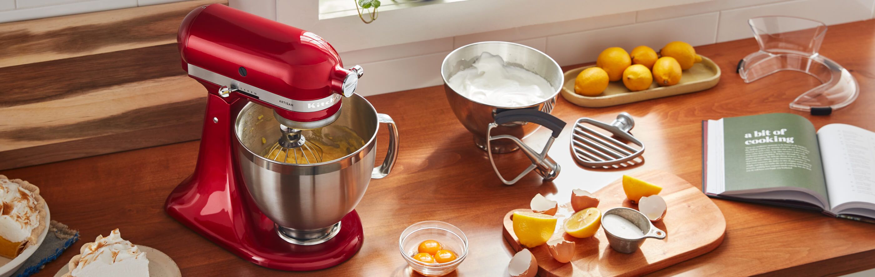 KitchenAid® tilt-head stand mixer with lemon meringue pie ingredients