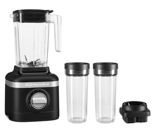 Black KitchenAid® blender with two personal blending jars