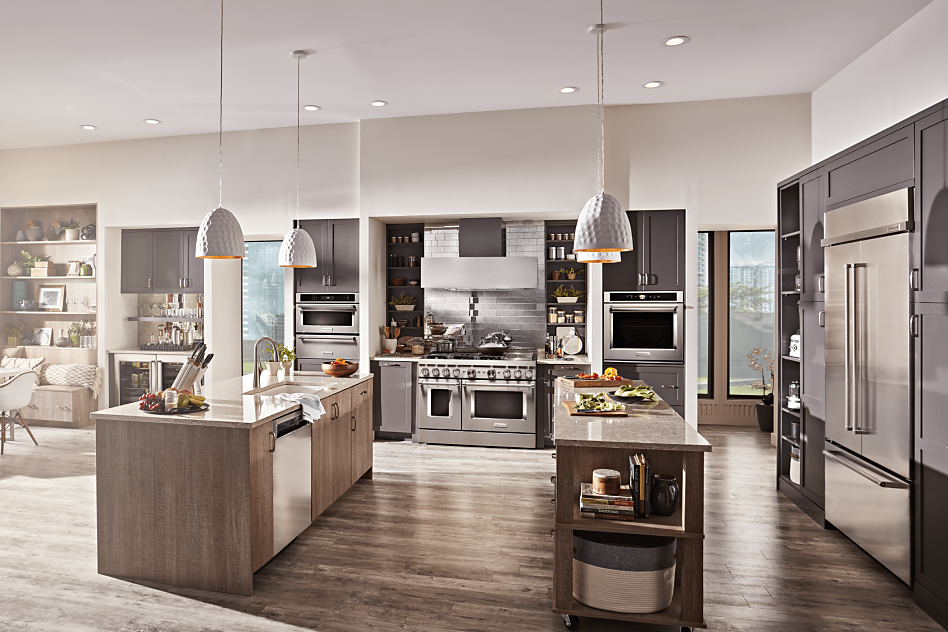 Large open kitchen with built-in appliances