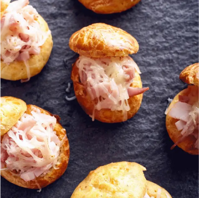 Ham and cheese gougeres