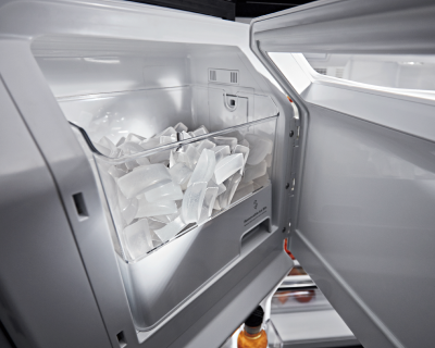 Ice maker inside a freezer door