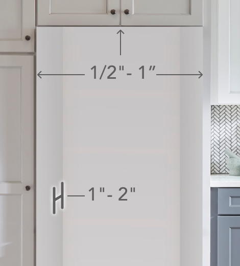 Cabinet opening with measurement ranges