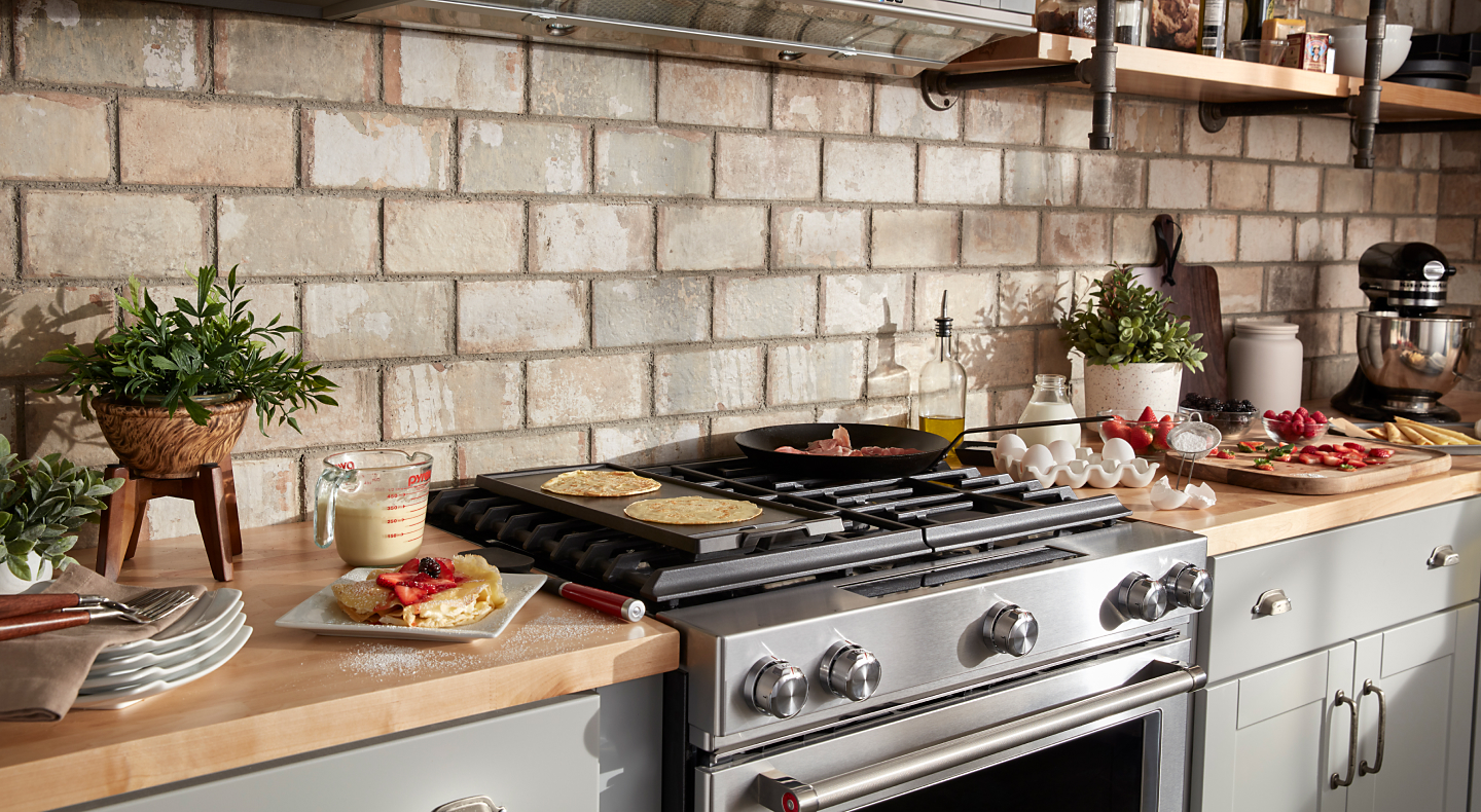 KitchenAid® gas range in an eclectic kitchen