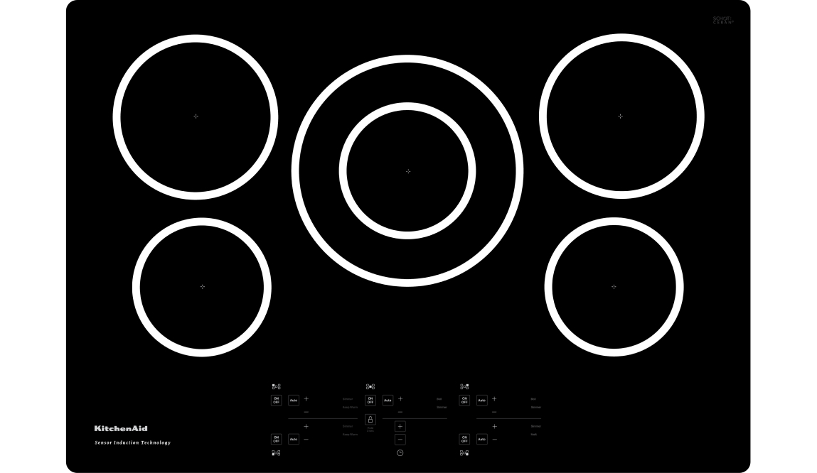 Burner map of 30-inch Sensor Induction Cooktop.