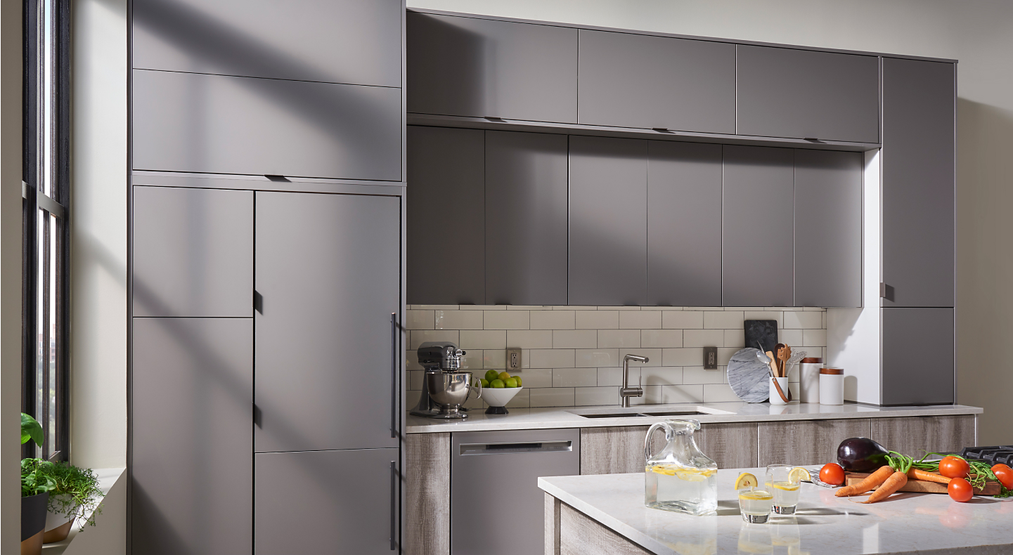 Slate gray kitchen cabinets