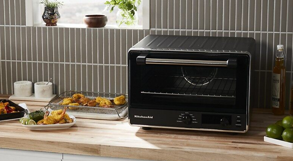 Countertop oven next to air fried shrimp Countertop oven next to air fried shrimp