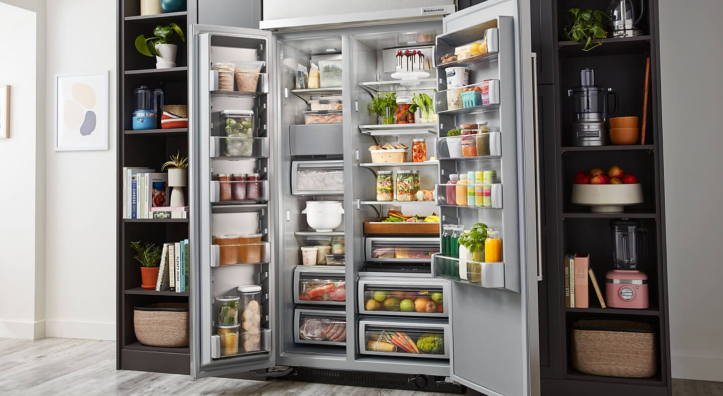 Organized side-by-side KitchenAid® refrigerator