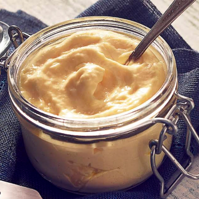 Whipped butter in a glass mason jar container