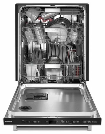 Open third rack dishwasher in stainless steel