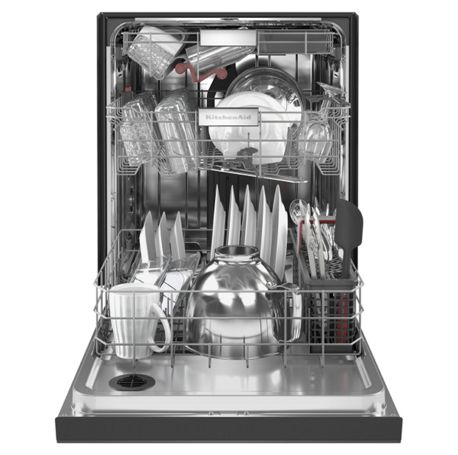 Black closed front control dishwasher