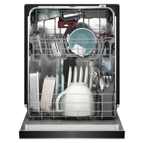 Black open front control dishwasher