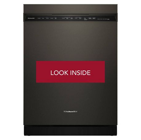 Black closed front control dishwasher