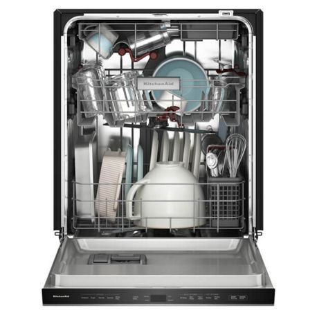 Open third rack dishwasher in stainless steel