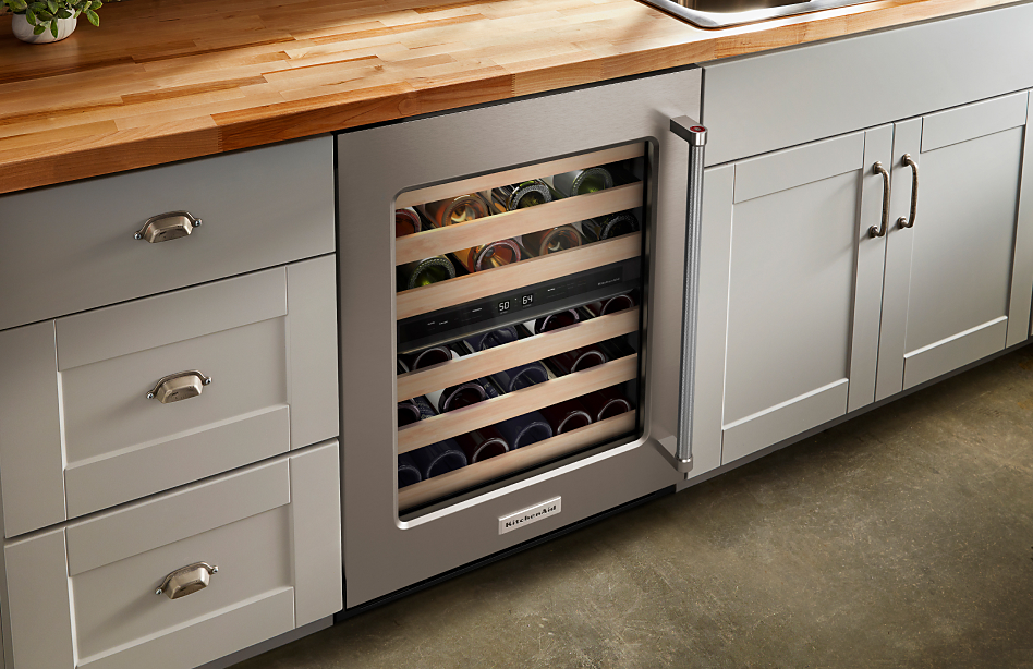 Stainless steel KitchenAid® wine refrigerator