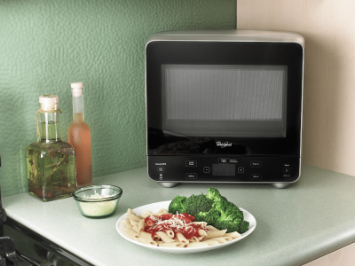 A countertop Whirlpool® microwave with 600-800 watts.