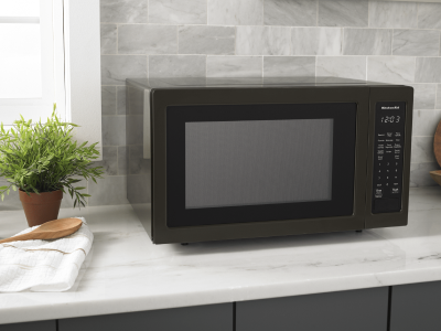 A countertop KitchenAid® microwave with 1000-1200 watts.