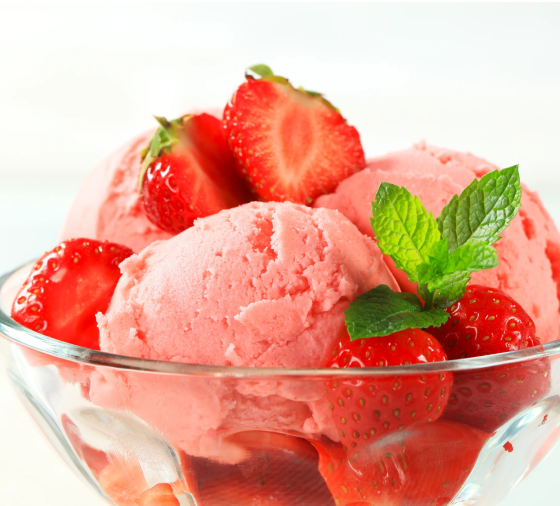 A bowl of dairy-free strawberry ice cream