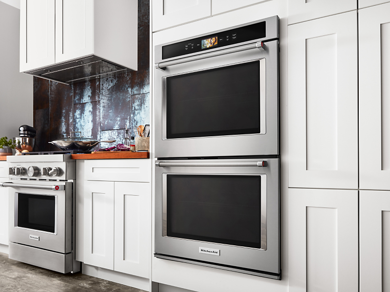KitchenAid®  Double Wall Oven in white kitchen