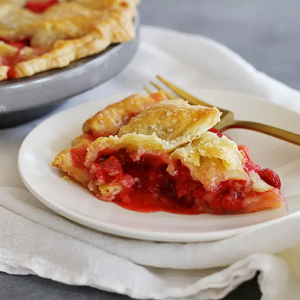 Slice of Strawberry Rhubarb pie from Yummly recipe