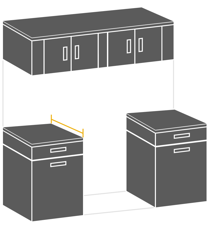Illustration showing how to measure cabinet cutout depth