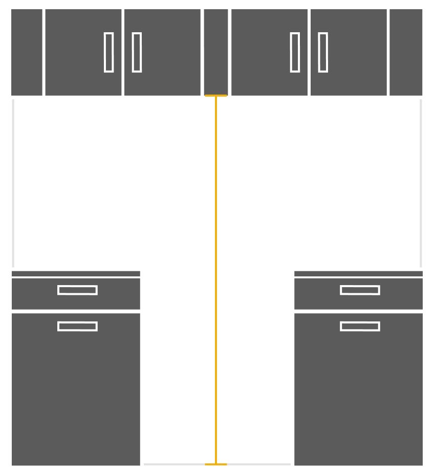 Illustration showing how to measure cabinet cutout height