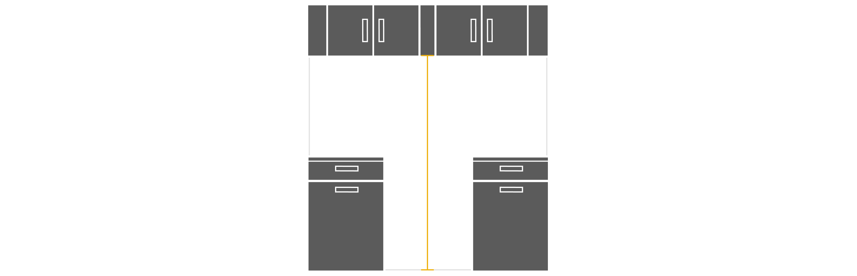Illustration showing how to measure cabinet cutout height