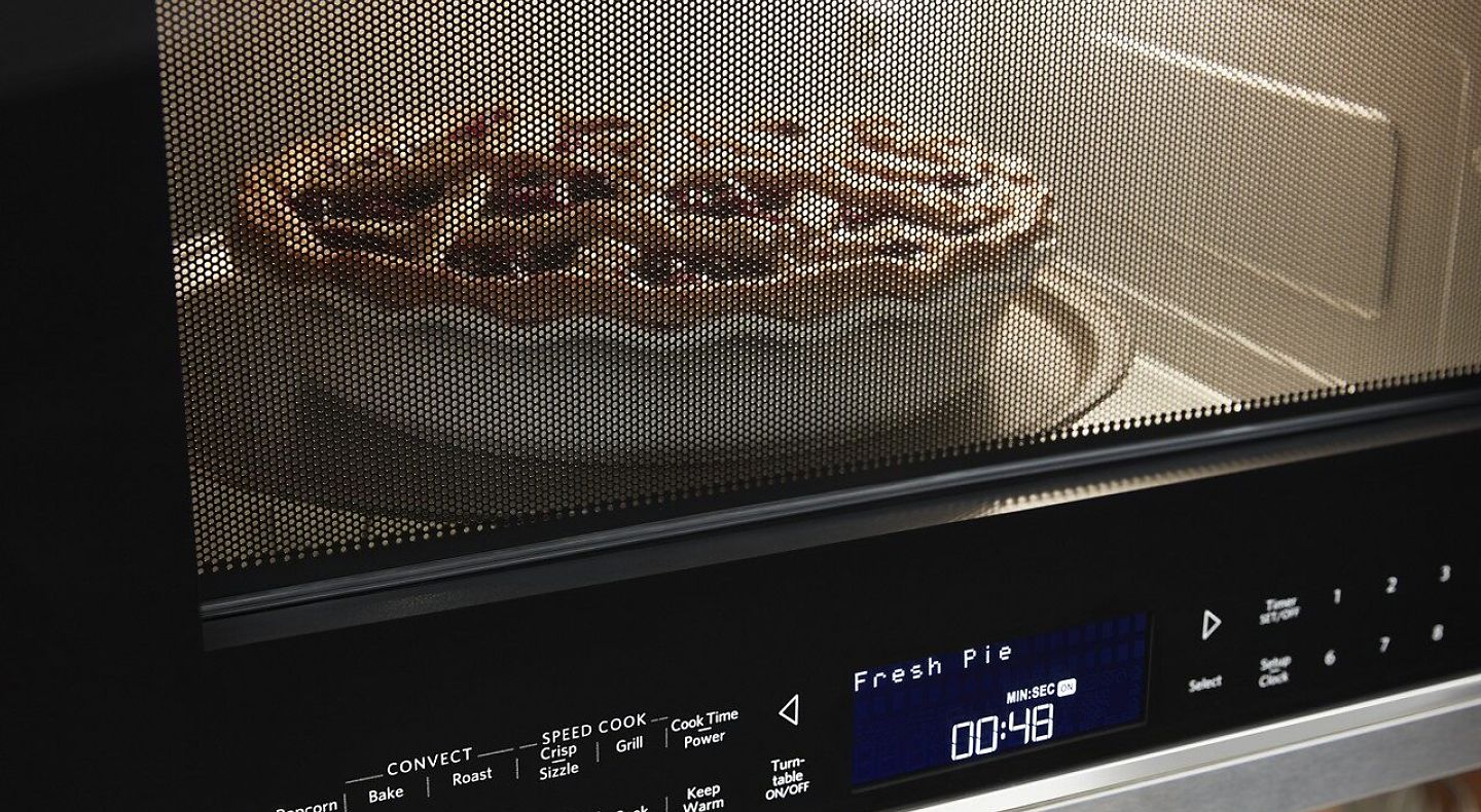 Pie cooking in a KitchenAid® convection microwave