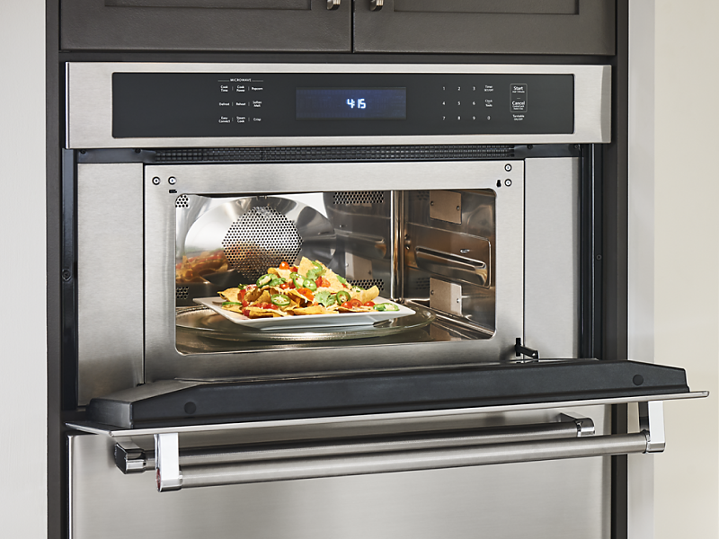Nachos inside a built-in KitchenAid® convection microwave