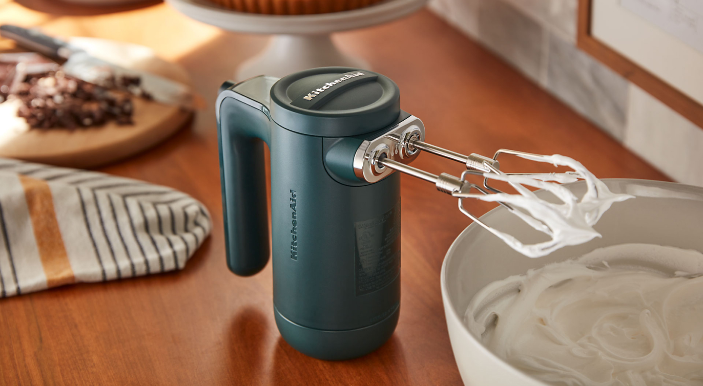 A KitchenAid® hand mixer