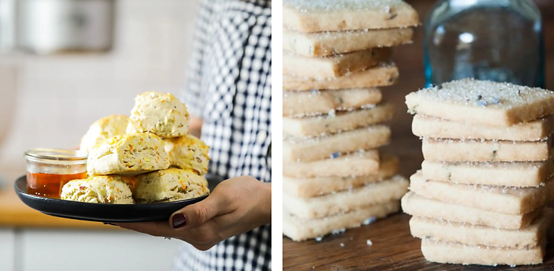 Carrot apple biscuits and lavender shortbread cookies
