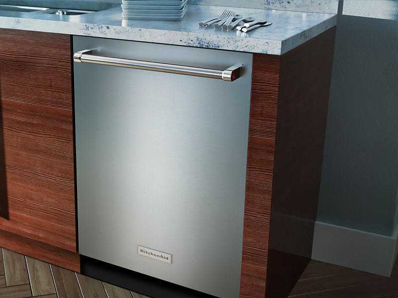 KitchenAid® dishwasher set in cabinetry