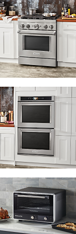  KitchenAid stove, built in wall ovens and countertop oven