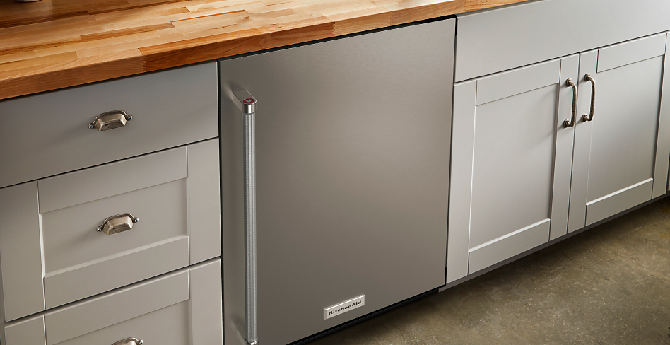 Stainless steel KitchenAid® undercounter refrigerator