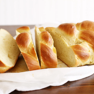 Sliced challah bread