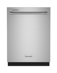 Stainless steel KitchenAid® dishwasher.