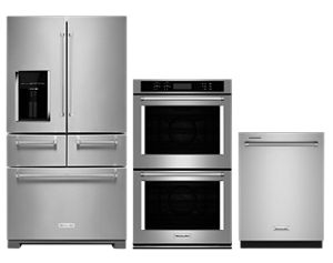 Freestanding Refrigerator, 44 dBA Dishwasher, Gas Cooktop and Double Wall Oven.