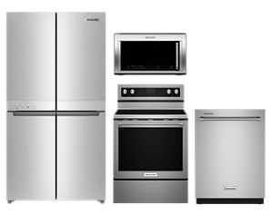 Counter-Depth Refrigerator, 39 dBA Dishwasher, Over-the-Range Microwave and Electric Range
