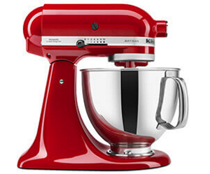 
                                  Una batidora KitchenAid color rojo imperial con un bowl metalico.
                              