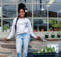 Urban farmer Christa Barfield in her garden.