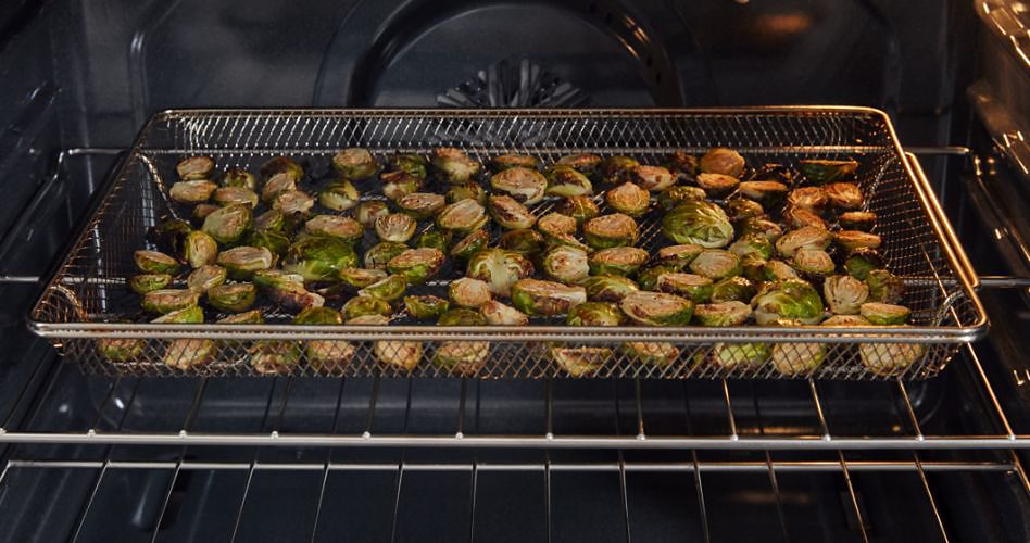 Air frying brussels sprouts in an convection oven