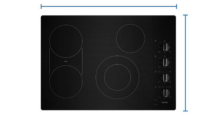 A ceramic cooktop with four burners