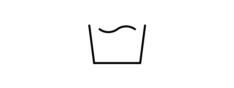  An icon for a gentle cycle. Three lines forming a container with a wavy line at the top.