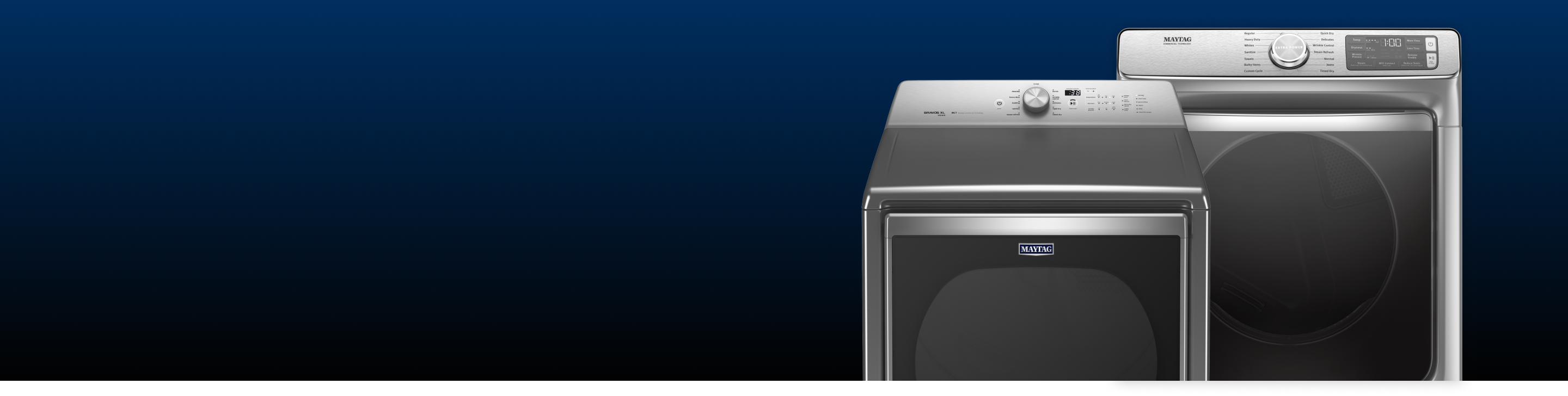 A pair of Maytag dryers.