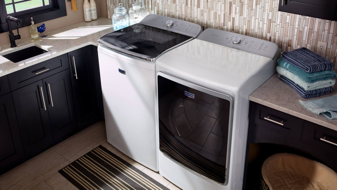 Maytag® front-load washer and dryer pair.