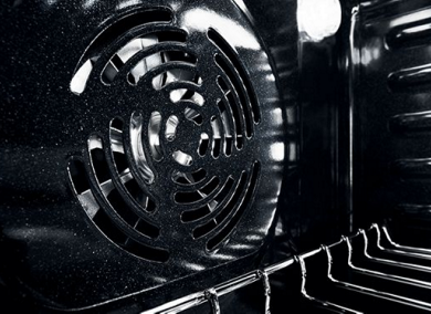 A view inside an oven