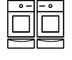 Side-by-side washer and dryer with pedestals icon